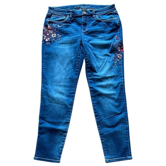 White House Black Market Denim - White House Black Market Girlfriend Jeans with Floral Embroidery